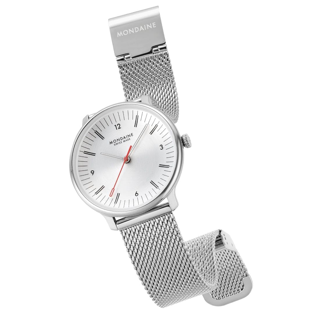 Mondaine Damski zegarek na rękę Doppio z paskiem siatkowym 33 mm MLE.33110.SM