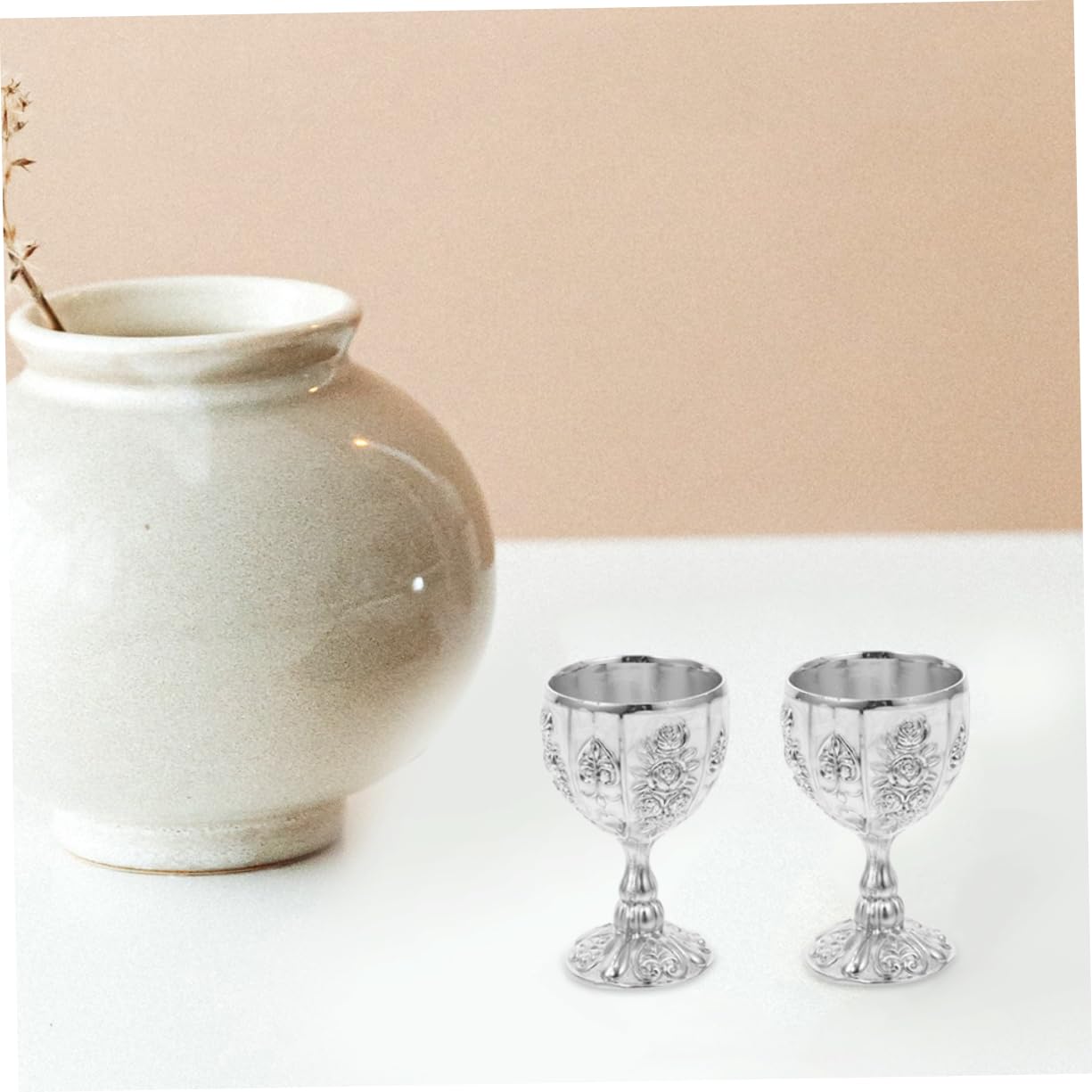 Cabilock 8 Piezas Copa De Vino Europea De Alta Copas De Vino Copa Europea De Licor Copa Cáliz De Oro Vasos De Vino Tinto Copa De Vino Retro Whisky Tazas Aleación De Zinc Silver