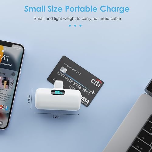 Miniatura 6 de Cargador portátil pequeño para iPhone, cargador de batería de carga rápida PD de 5000 mAh actualizado, mini cargador de batería enchufable