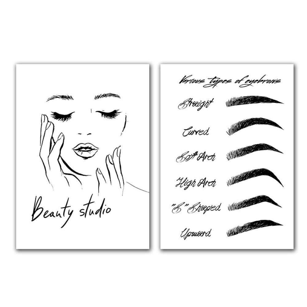 AdoDecor Wall Prints Eyebrow Eyelashes Makeup Art Bedroom Pictures Fashion Beauty Studio Decor Canvas Wall Art for Living Room(Framed)