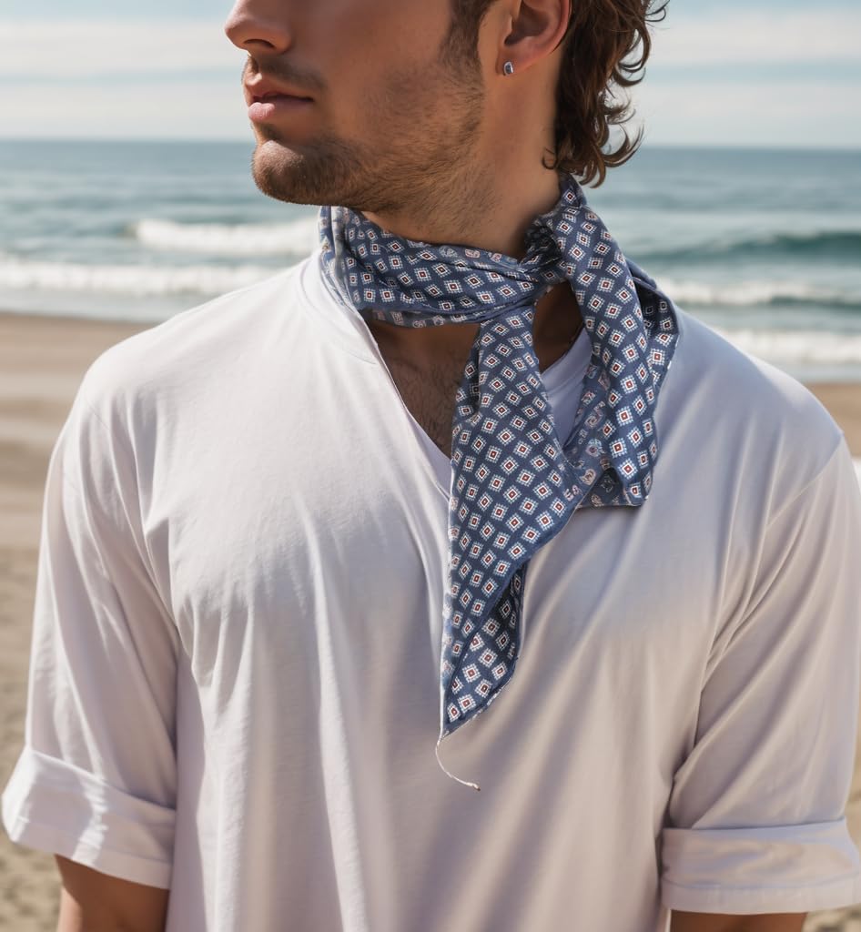 Carré de Soie Unisexe – Petit Foulard en Soie Roulotté Main, Tour de Cou Léger, Accessoire Printemps Été Femme Homme