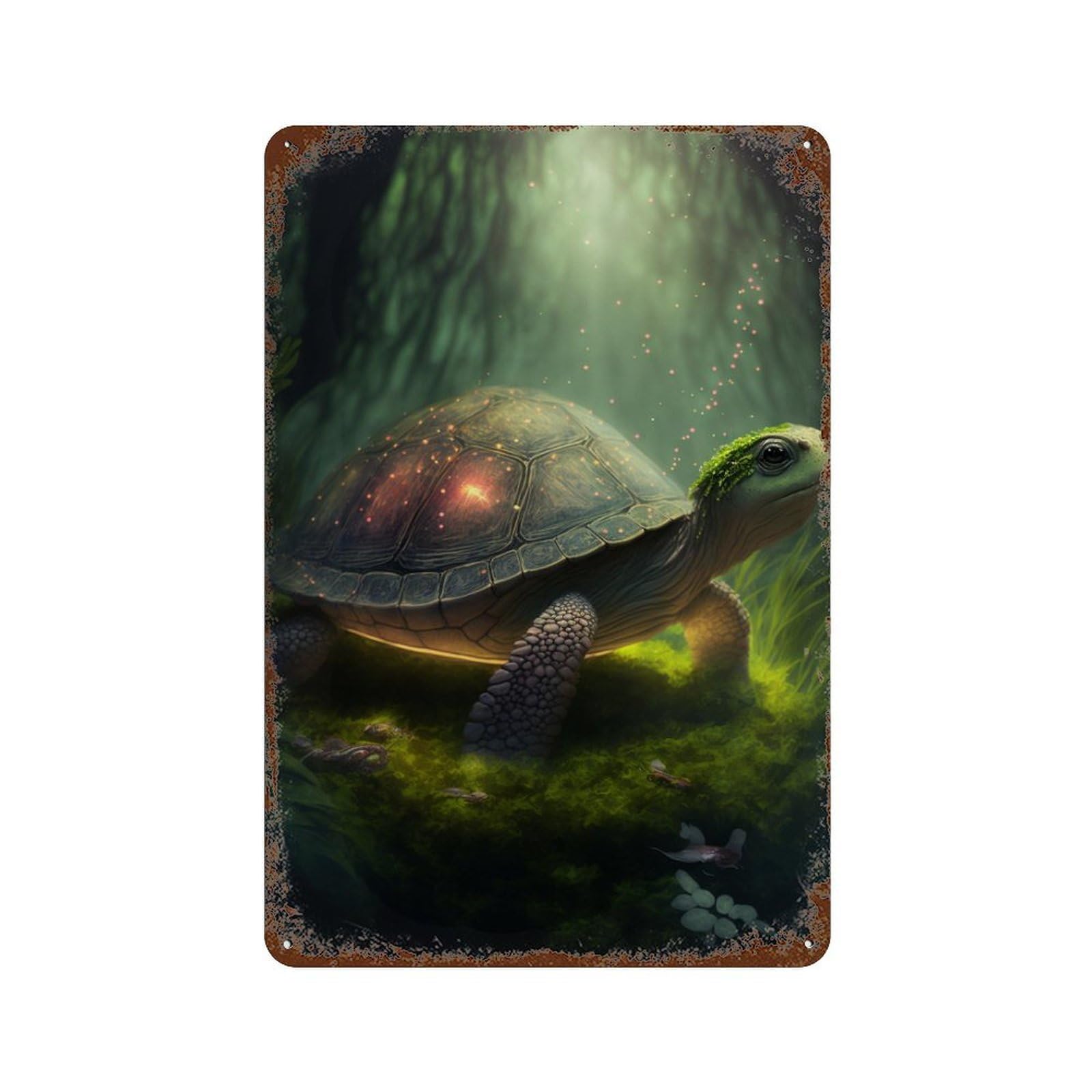 Enchanted Forest Turtle-3 Vintage Rust Metal Sign 11.8"x7.9", Shabby Chic Decor for Shed, Workshop And Garage Wall Decor