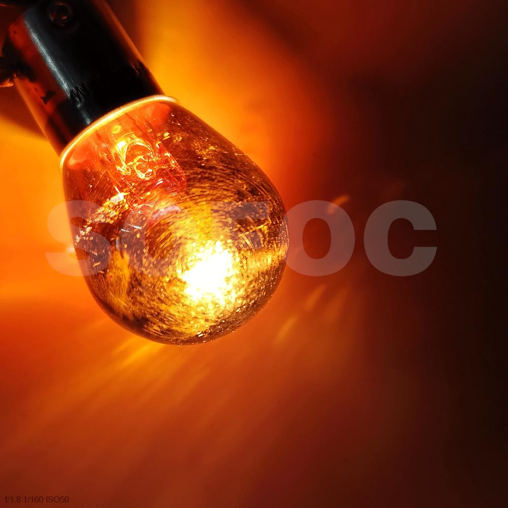 SOFOC P21W 12V 21W 1156 Feu clignotant orange BA15S culot à contact unique, ergot à 180° S25 ampoule à revêtement argenté 2Pcs