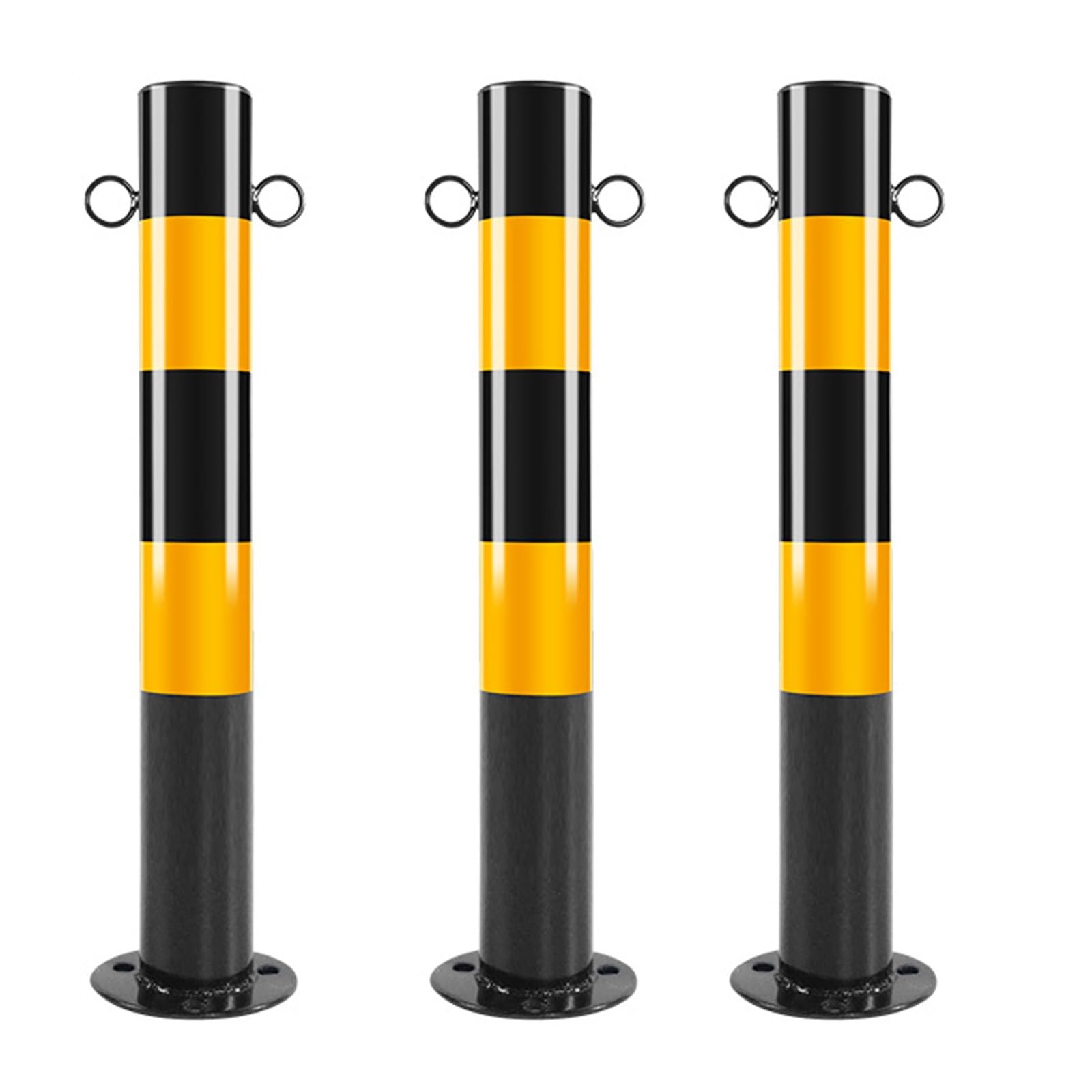 Poteau de sécurité en acier noir de 60 cm pour le contrôle de la circulation - Lot de 3 pièces