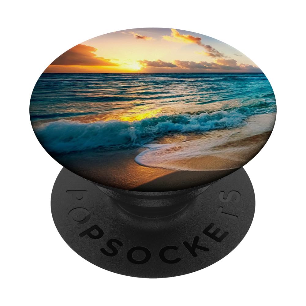 Tropical Beach Ocean Sunset PopSockets Grip and Stand for Phones and Tablets PopSockets Adhesive PopGrip