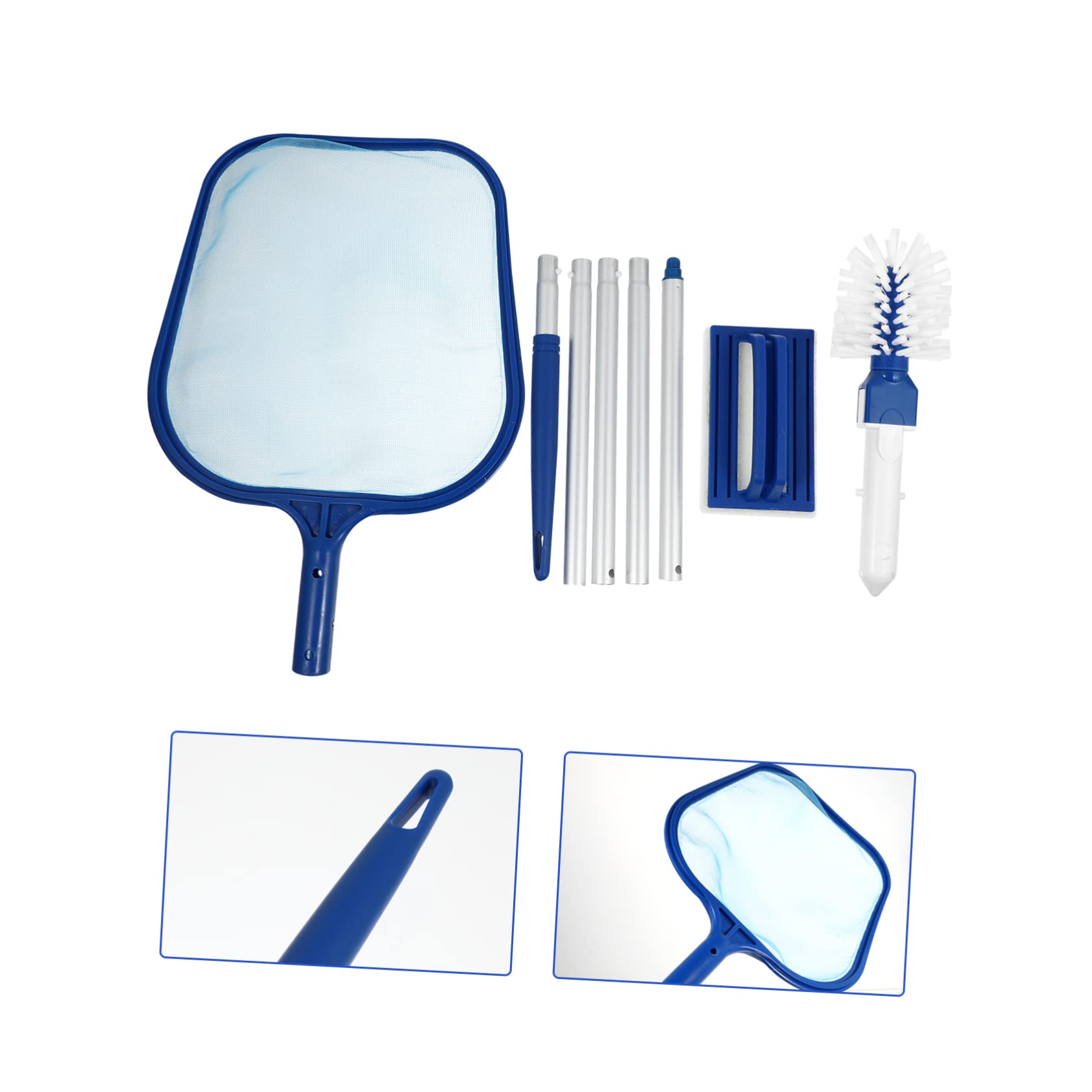 Kit de Limpieza de Piscinas 1 Set, Red de Hojas de Malla Detallada, Poste de 5 Secciones Extraíble, para SPA y Piscinas Superficiales Agua Profunda