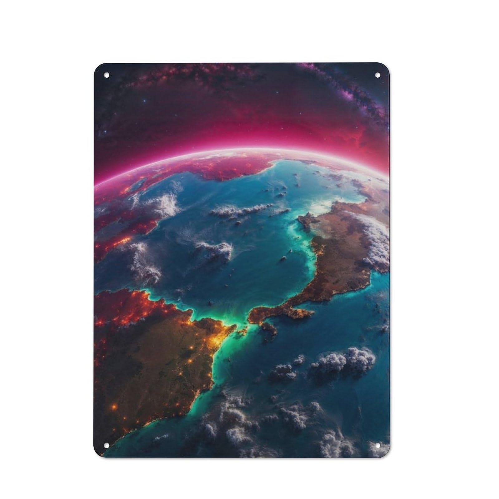 Junmoney Beautiful Earth From Space Retro Tin Wall Plaque 40X30cm Featuring For Pub Or Café, New-Space Wall Decor For Pub Decor Enthusiasts