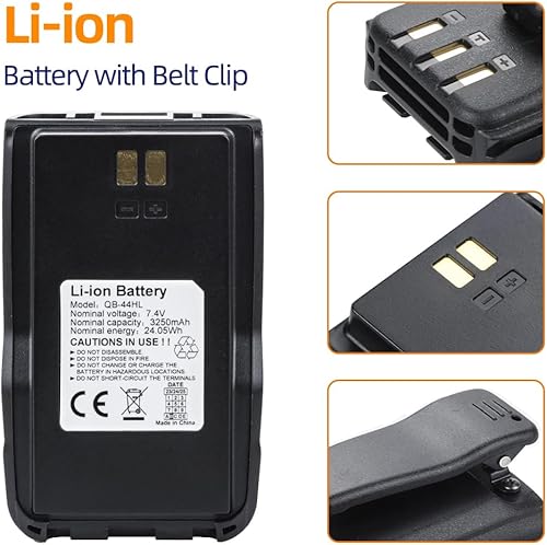 Miniatura 4 de Batería de iones de litio QB-44HL BP-878T de 7.4V 3250mAh con clip para cinturón para radio Anytone AT-D878UV Plus D878UV D868UV D858 BTECH DMR-6X2