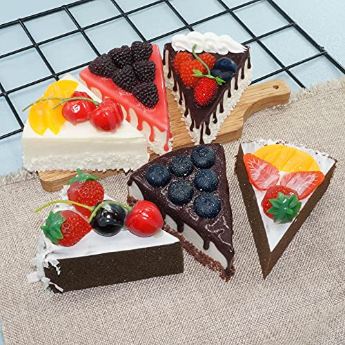 GiftYou [6-Pack] Faux Slice Cake - Artificial Desserts Replica for Kitchen and Bakery Shop Display (Multi) - Thumbnail 4