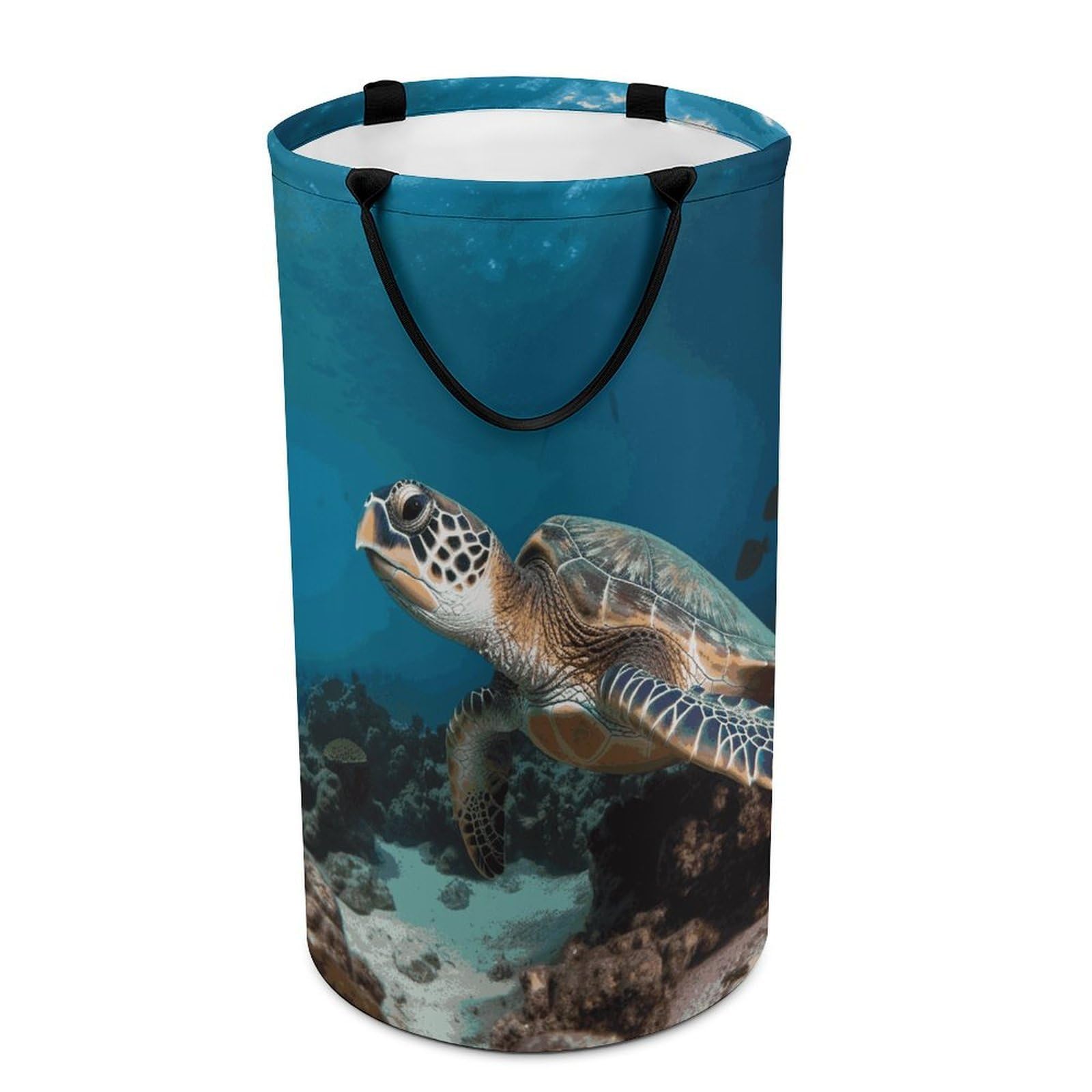 Adfgyerh Style Sea Turtle Laundry Basket ，Foldable Waterproof Model ，Laundry Hamper ，Handles On Both Sides Easy To Move ，Storage Basket For Bedroom, Bathroom, Dorm, Laundry Room.