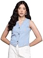 Nifty Women's Denim Waistcoat (1474_ICE_XL_Sky_Blue_Extra_Large)