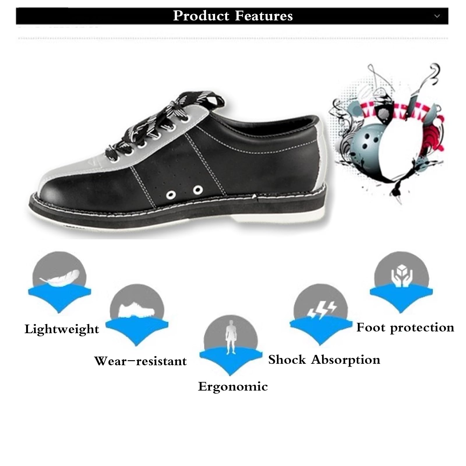 Chaussures De Bowling,Cuir Chaussures De Bowling,Chaussures D'EntraîNement De Bowling,Respirantes AntidéRapantes,Amortissement RéSistant à l'usure,pour Femmes Hommes Et Enfants