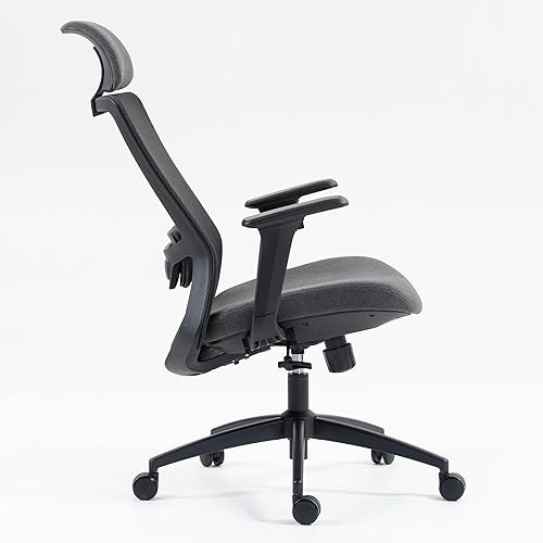 Miniatura 9 de Silla de oficina ergonómica de malla con respaldo alto con soporte lumbar ajustable, base giratoria de 360 y reposacabezas - Silla de escritorio