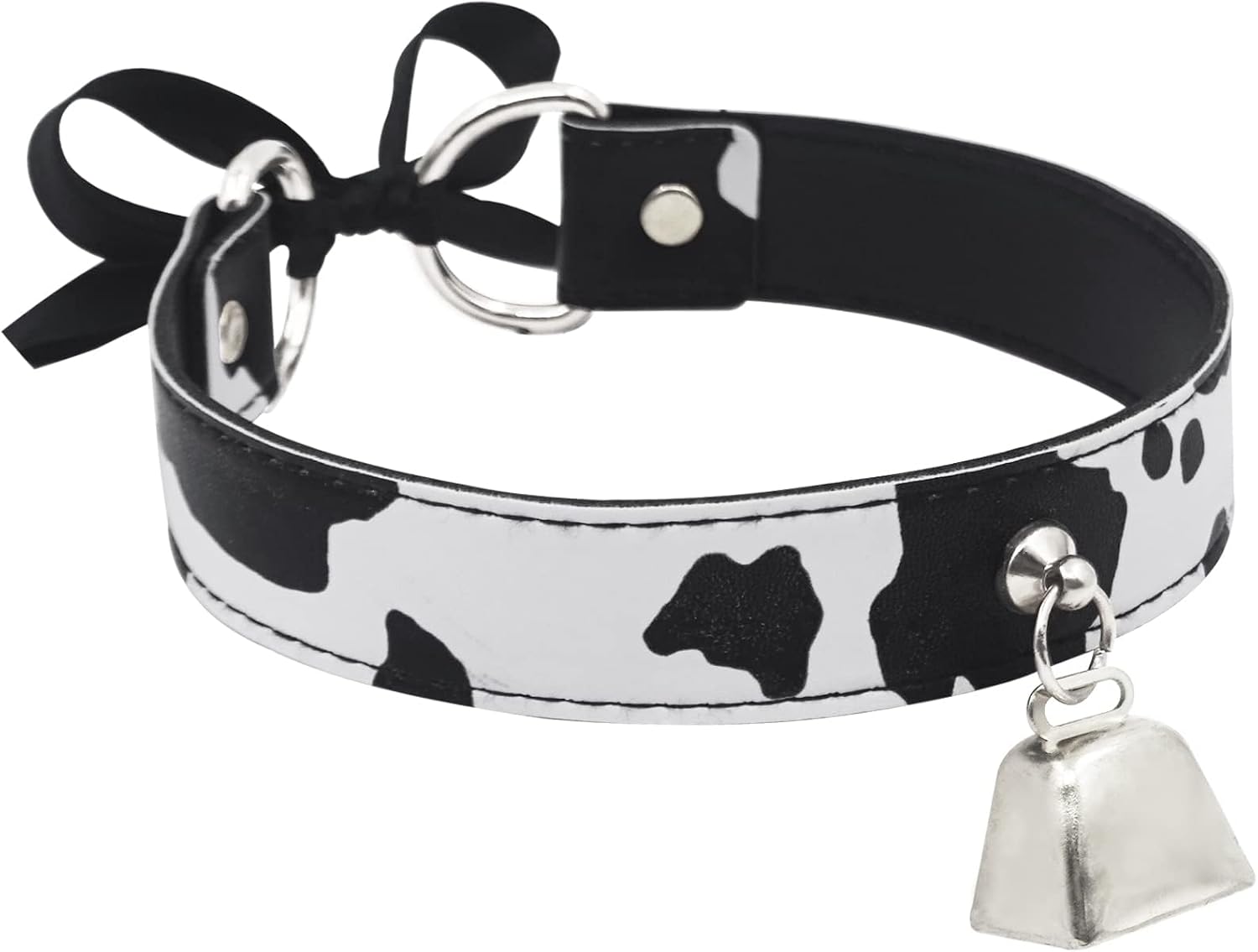 Cow Print Choker Necklace for Women Adjustable Bell Collar with Cowbell Charm Animal Print Jewelry Gifts - Image 2