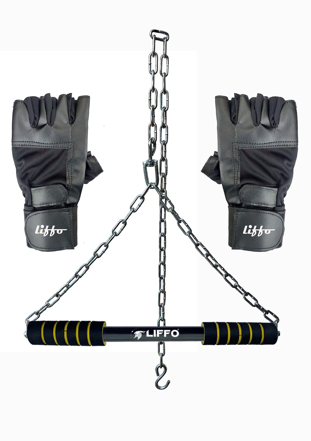 Liffo® Pull Up Bar Steel Height Increasing Chain Hanging Rod Exercise, Fitness, Chin-up Bar with Weight Lifting Gloves (5FT) (B09Z8B5PVY) Amazon Price History, Amazon Price Tracker