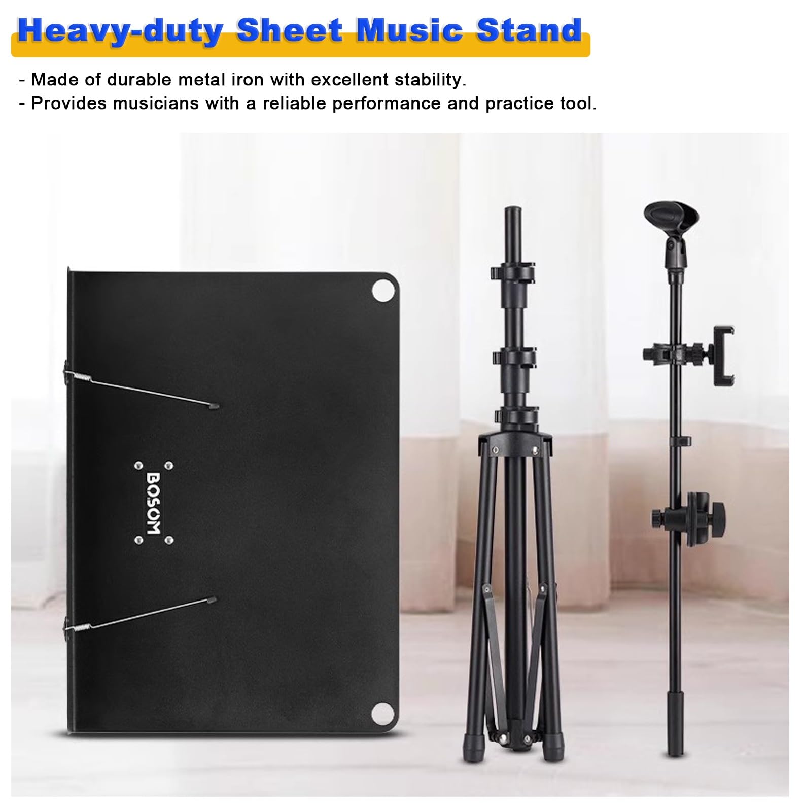 2 Confezioni di Supporti per spartiti in Metallo Regolabili Neri, Supporto Portatile Pieghevole per spartiti per Chitarra, scaffale Compatto per Libri Musicali con Borsa, per esibizioni
