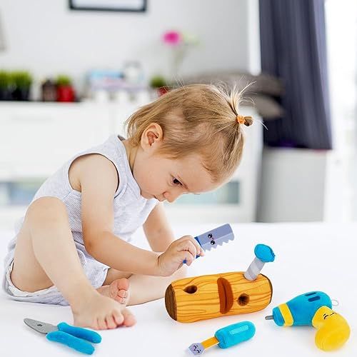 Miniatura 7 de teytoy My 1st Toolbox Playset, juego de herramientas para bebé de 1 año, juguete de construcción de juego de simulación con caja de herramientas con