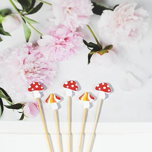 Miniatura 4 de Palillos de dientes decorativos largos de hongos, palillos de frutas para aperitivos, charcutería, sándwich, champiñones, bosque, decoraciones de