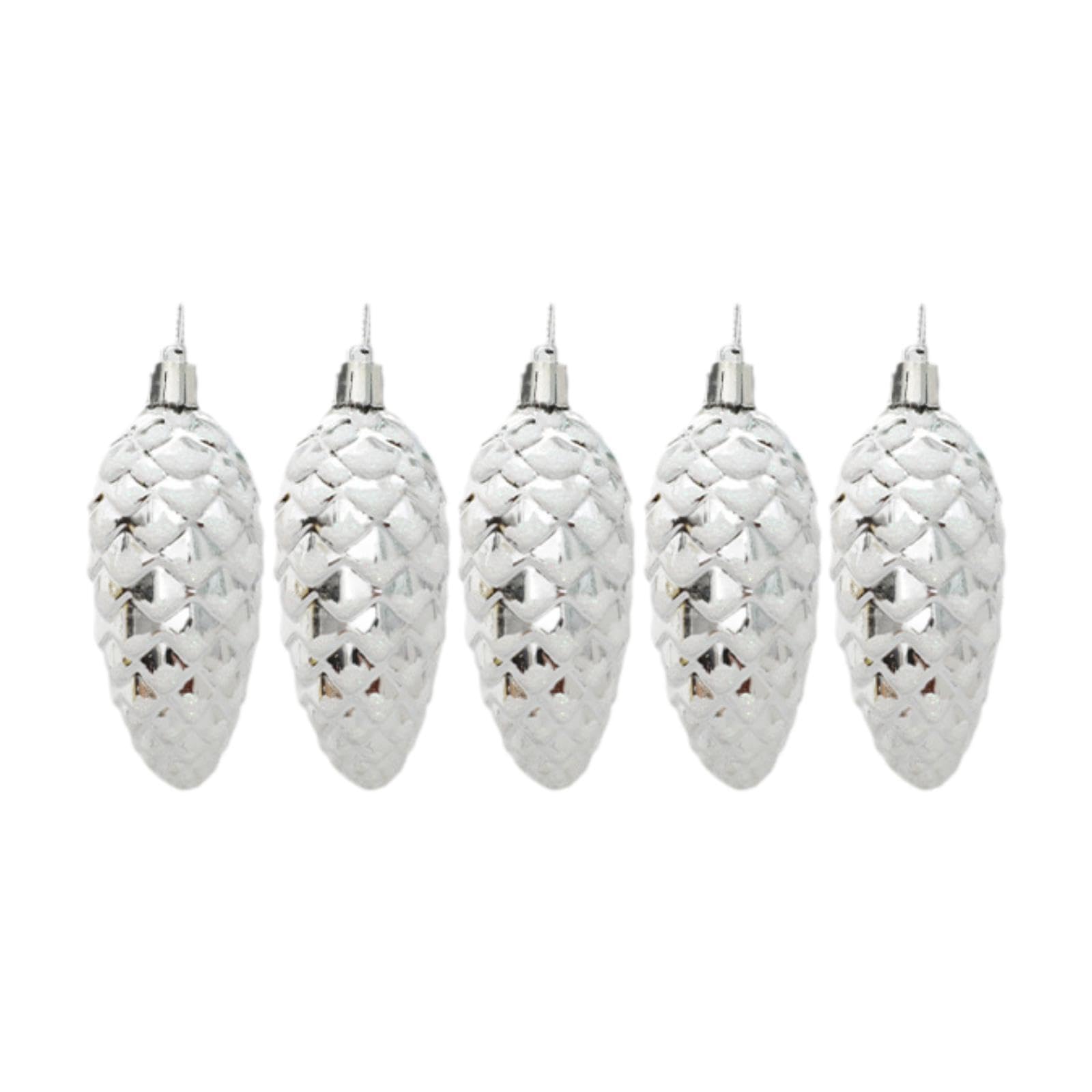KIXZSAZ Glittery Pine Cone Ornaments For Indoor Wedding Decor Festive Cheer For Porch Christmas Artificial Pine Cone Baubles, silver