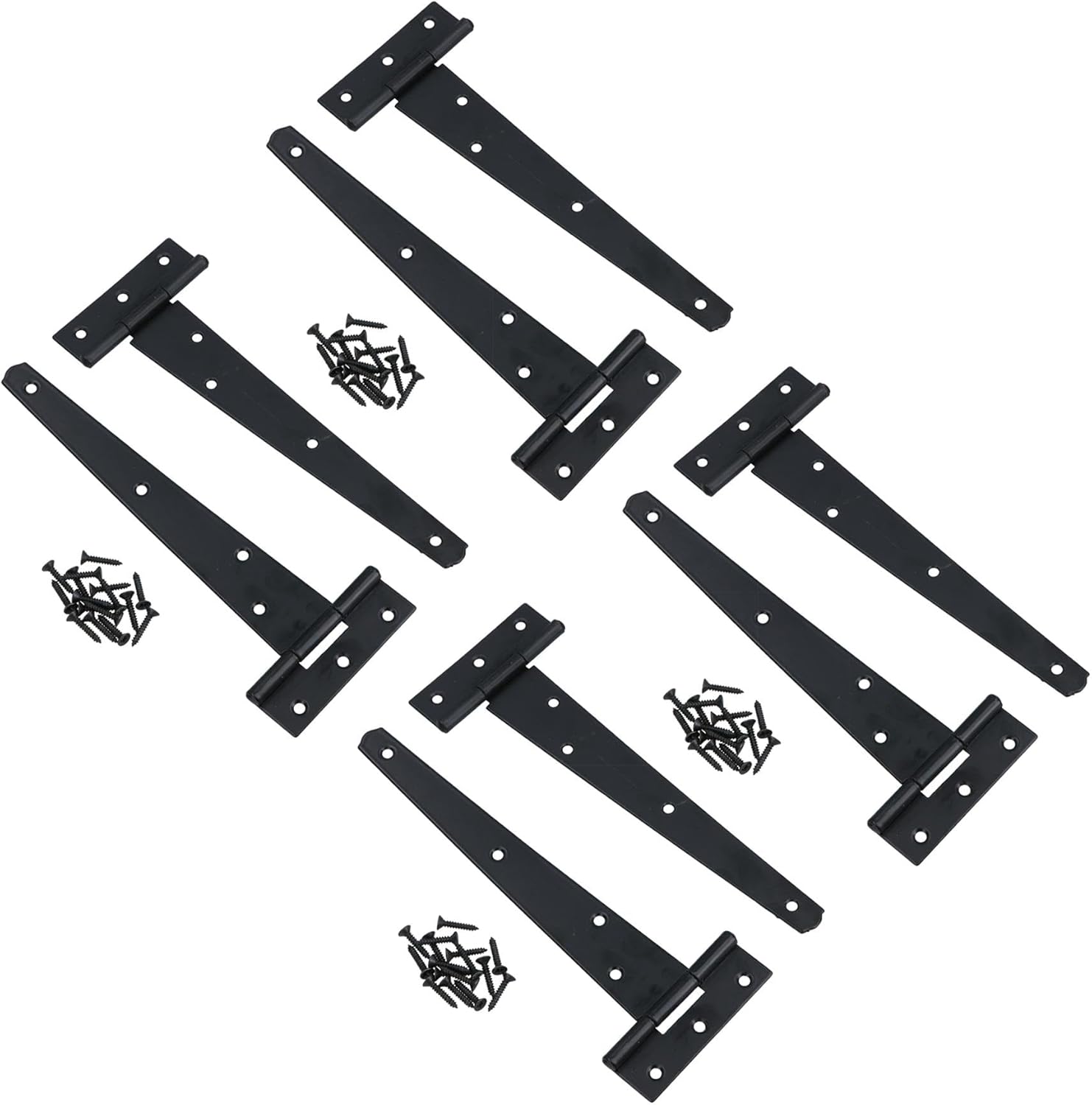 8in / 204mm Heavy Duty T Tee Hinges for Shed + Garden Gates Black Finish 8pc