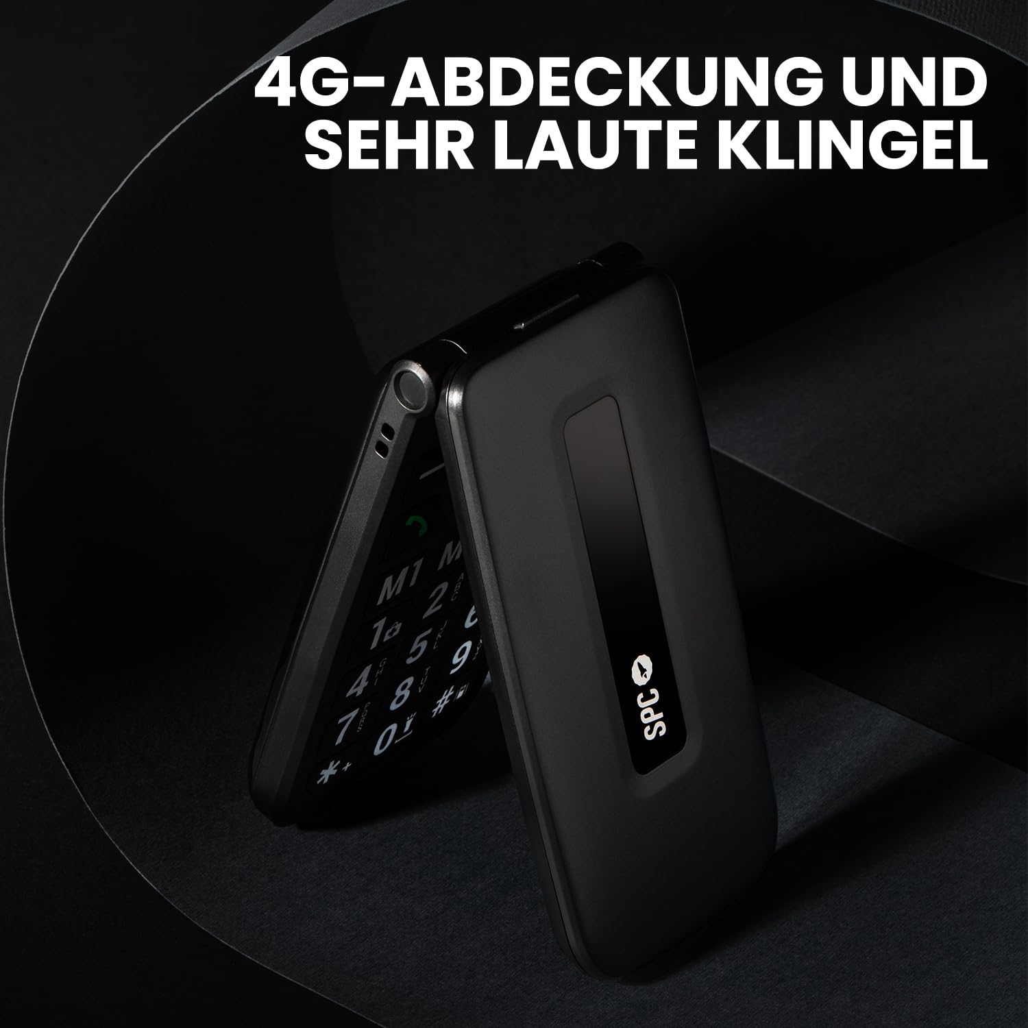 SPC Titan 2 – Klapphandy für Senioren, 4G, große Tasten, lauter Klingelton (105 dB), 2,4”-Display | Einfach zu bedienen und fern-konfigurierbar | 3 Direktwahltasten | Akku hält bis zu 7 Tage – Schwarz