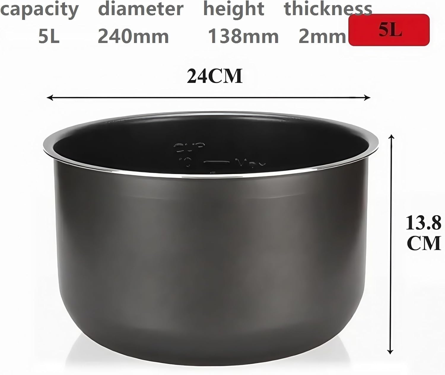 Compatible With Midea Pressure Cooker Liner 5L Nonstick Rice Cooker Bowl Black Crystal Inner Accessories Parts For Cooking