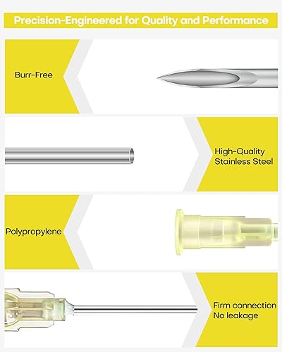 Miniatura 5 de Aguja desechable  Agujas de calibre 30 de 0.5 pulgadas, 100 unidades Luer Lock paquete individual de accesorios de jeringa con tapa, herramientas de