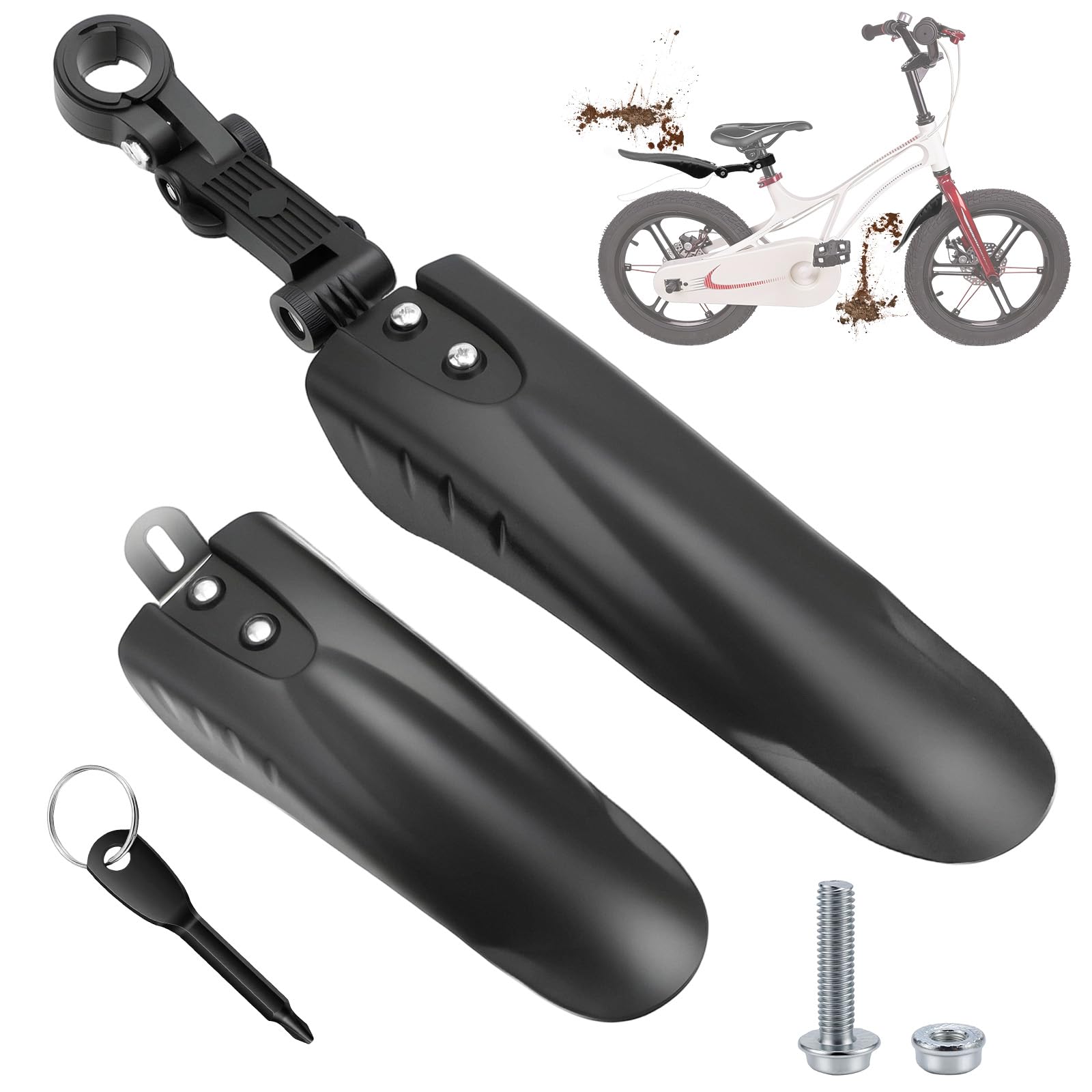 FAELNK Fahrrad Schutzblech Mudguard Fahrrad Vorne und Hinten Kinder Schutzblech Fahrrad Mud Guard für 12-14 Zoll Kinderfahrräder Lässt Sich Schnell und Einfach Montieren Sport & Freizeit