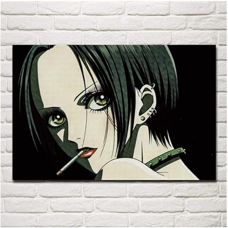 Amazon Co Jp Mkan アニメガールキャラクター大崎ナナピアスタバコプリントリビングルームホームウォールアートデコレーションファブリックポスター 60x90cm ホーム キッチン