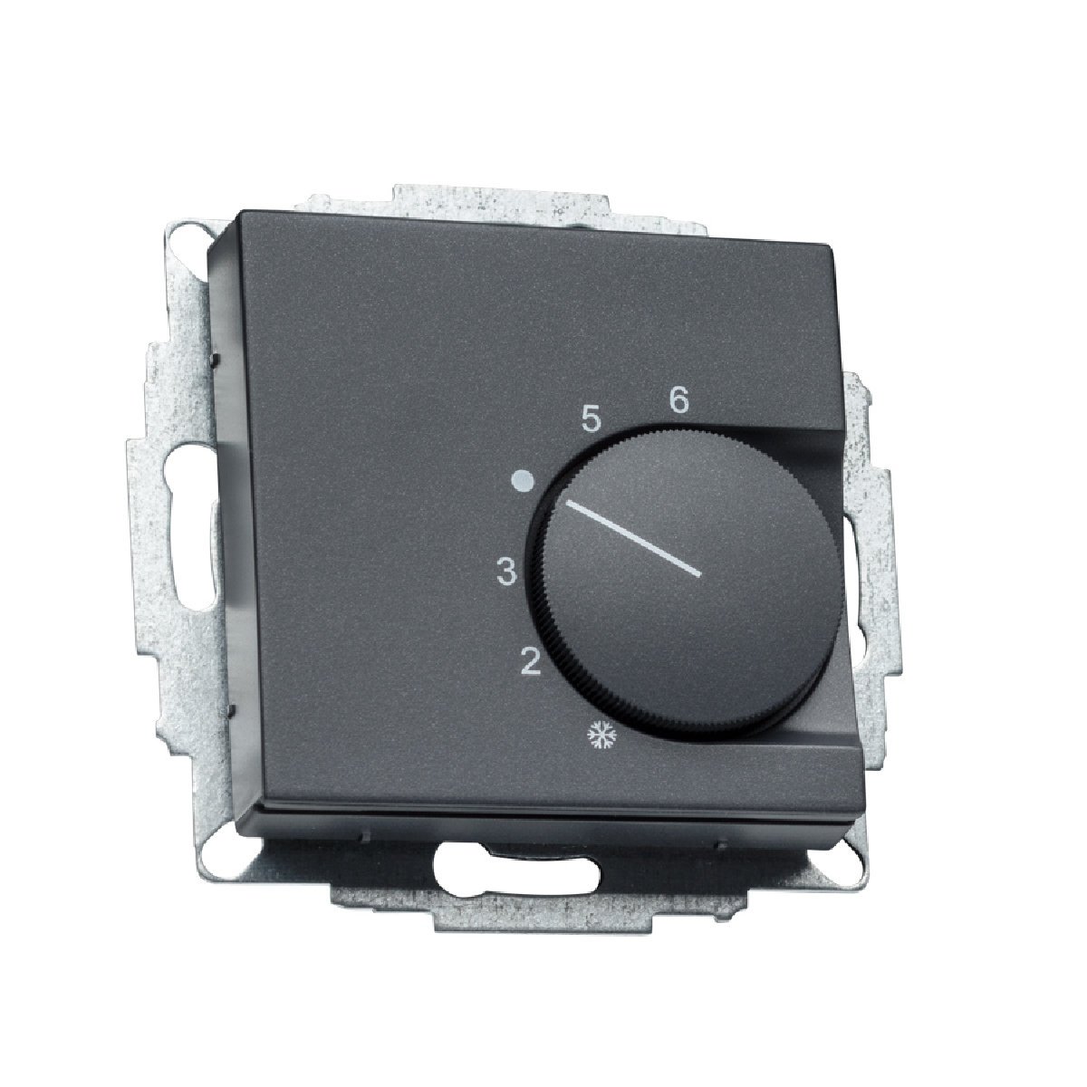 Halmburger Raumthermostat RTR-5510 anthrazit + GIRA E2 1-Fach Rahmen 021123, anthrazit + Abdeckung 55x55mm, Kontaktausführung Öffner für Fußbodenheizung Stellantriebe 230V stromlos geschlossen (NC)