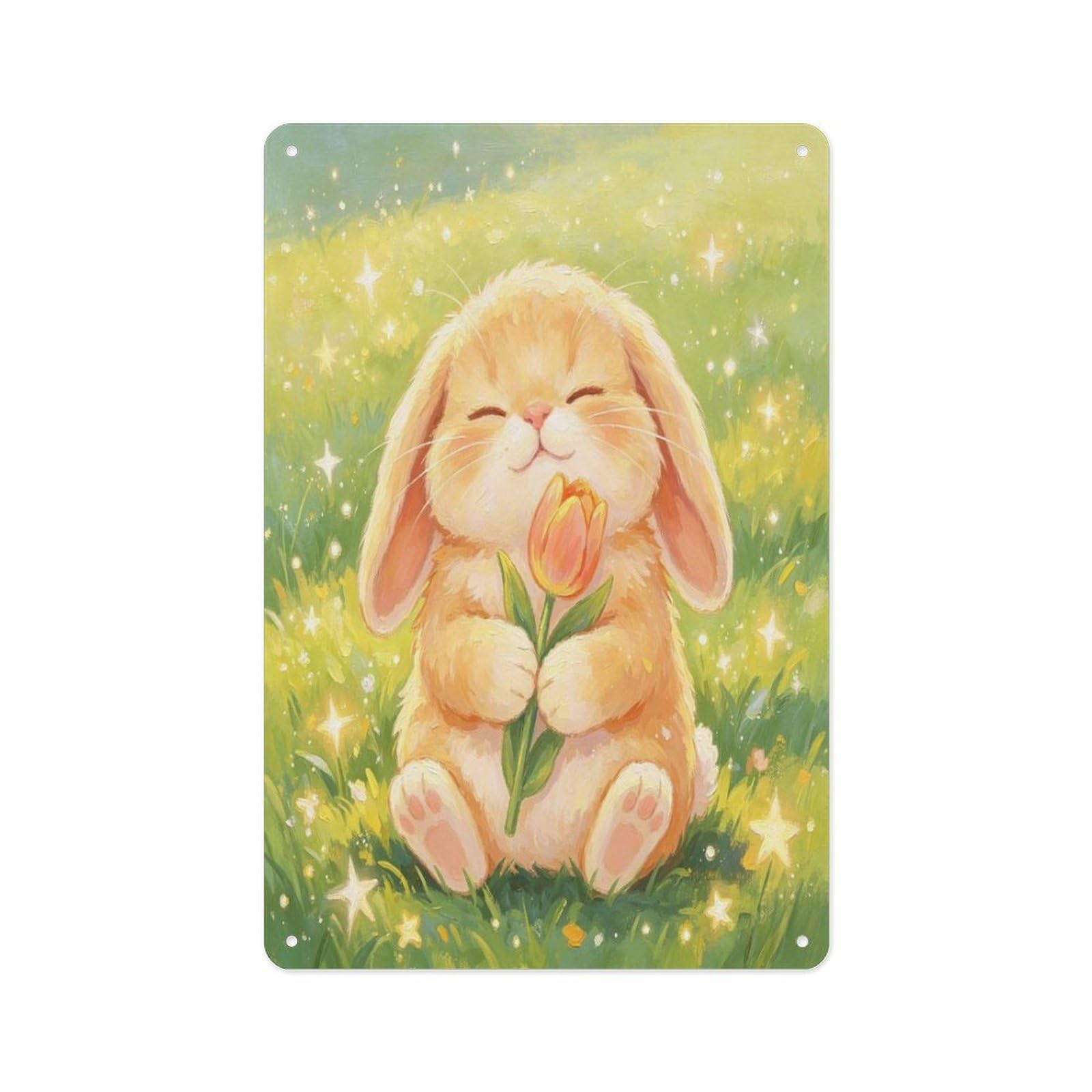 Fekiloot Style Cute Bunny Wall Decor Metal Signs Tin Signs Poster