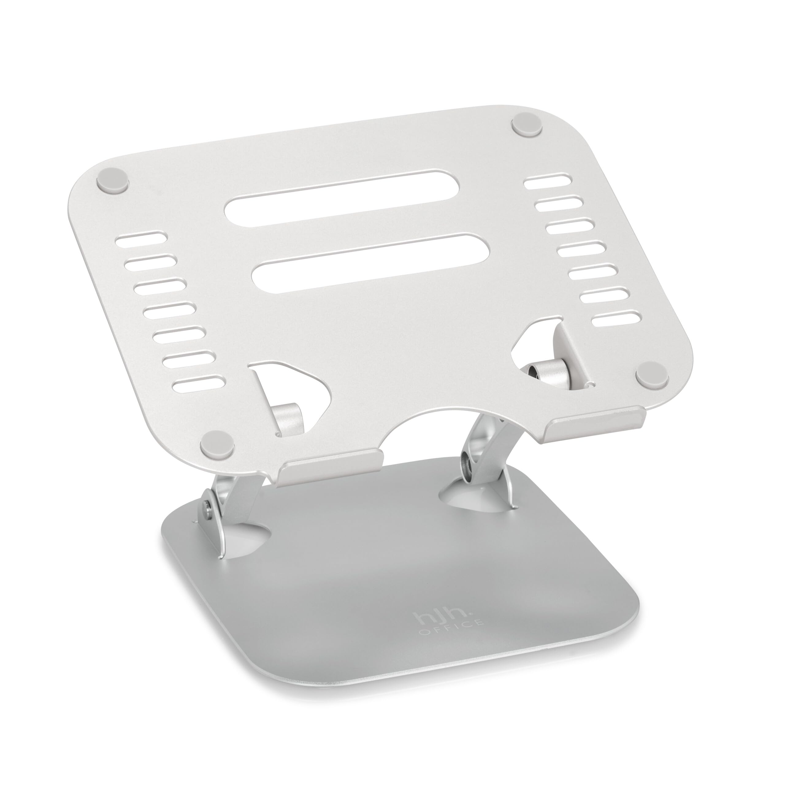 HJH Office Supporto per laptop da 10-17,3 pollici, in alluminio, altezza e angolazione regolabili, ergonomico, colore: argento 830100