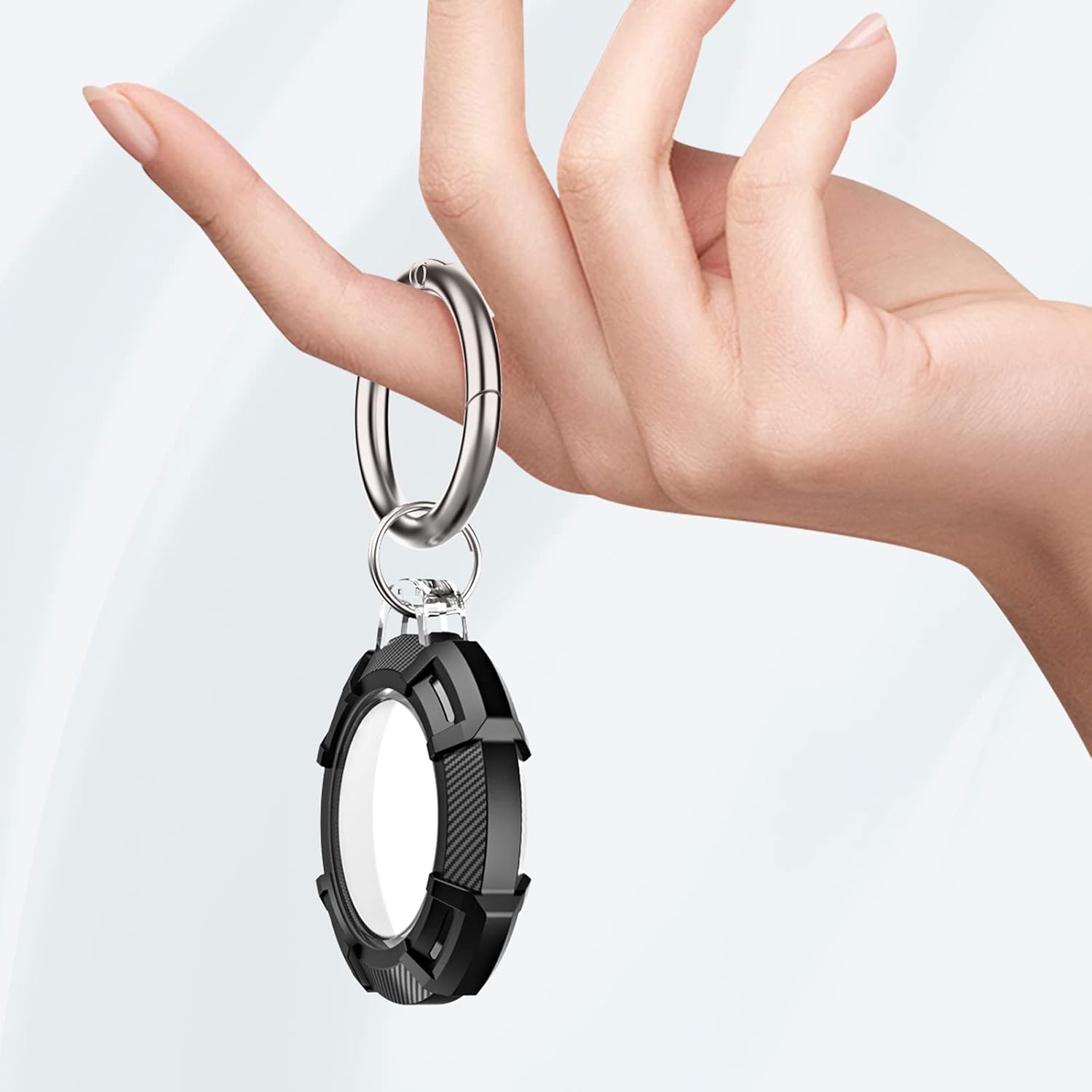 air tag holder case compatible apple airtag keychain full protective anti scratch air tag tracker cover with key ring for bag luggage dog collar bla