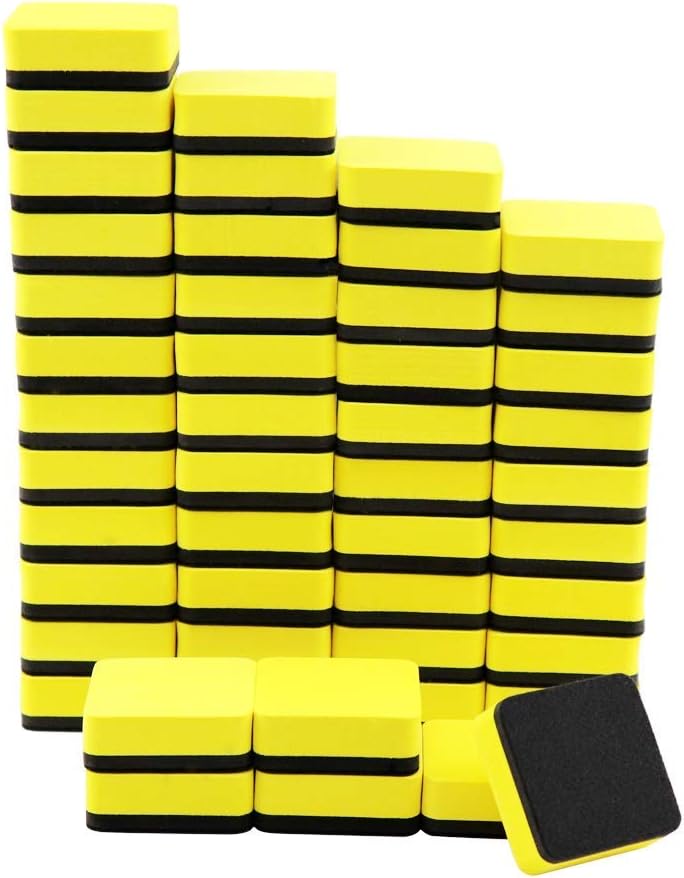 MOLYHUA 48 Pack Magnetic Whiteboard Dry Erase Eraser Chalkboard Cleansers for Classroom, Home and Office : Office Products