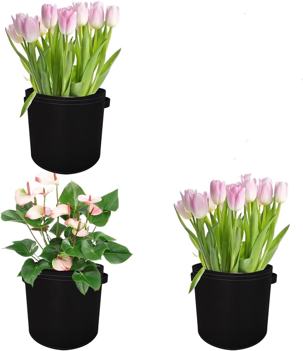 Grow Bags,Garden Plant Bag,Heavy Duty 400G Thick Fabric Container/Aeration Pots with Handles for Potato/Onion/Tomato/Flower Planting Growing Bags (5 Gallon)