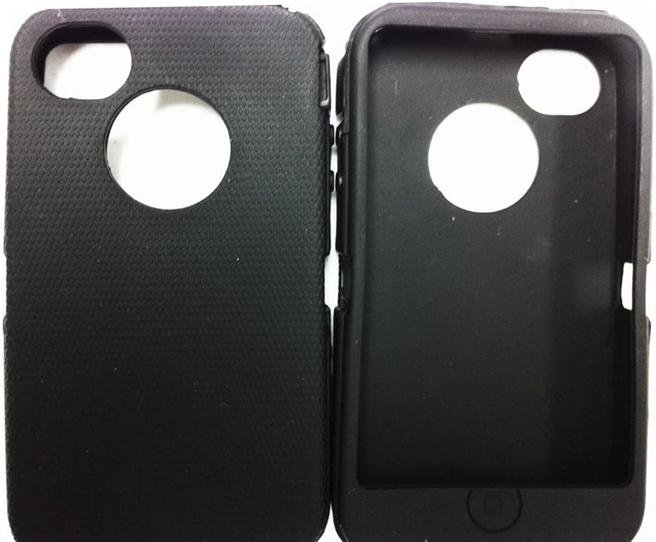 Replacement Silicone Skin For iphone 4/4s Otterbox Defender case with Oval cutout by SportyGigabite (Black)