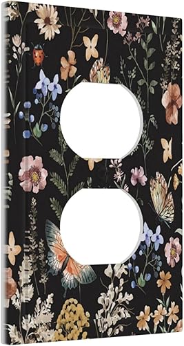 Miniatura 16 de Cubierta de interruptor de luz de palanca doble de 2 cuadras, color rosa, hongos, flores, placa de pared, placa frontal eléctrica, retro, años 70,