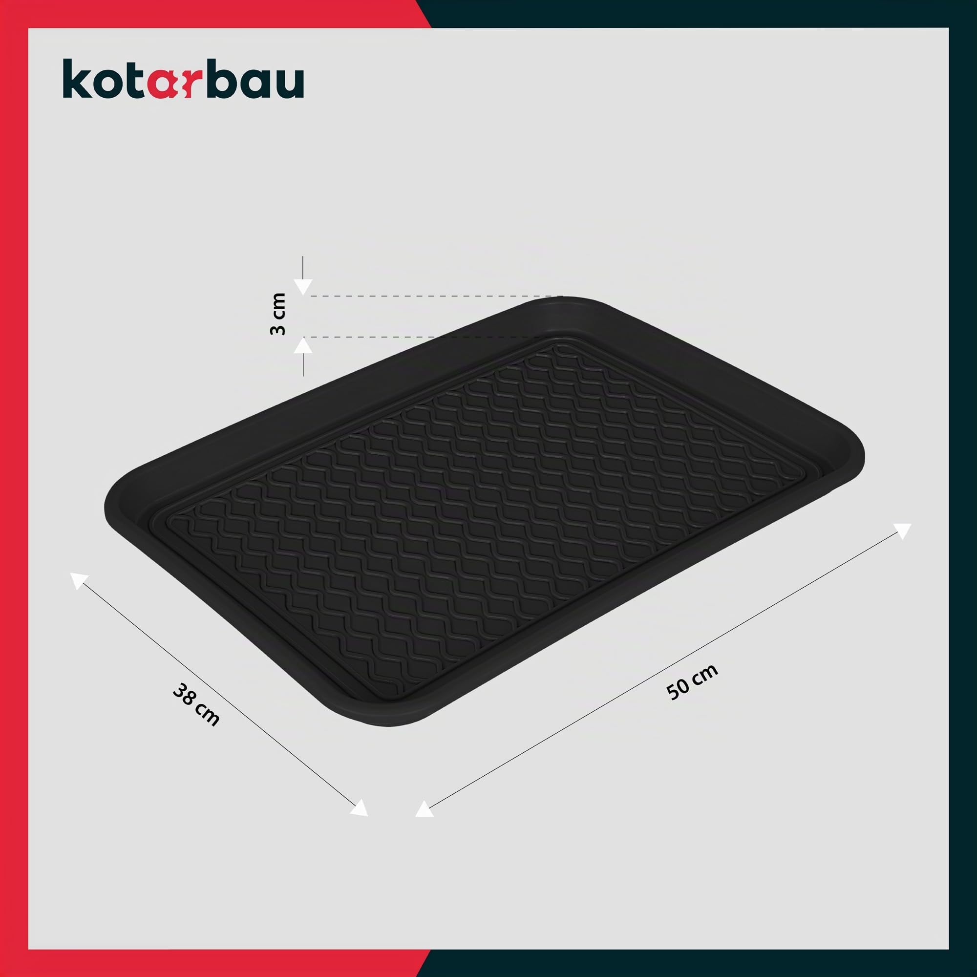KOTARBAU® 2 pz. Tappetino Scarpe Ingresso - Vassoio Antigoccia- Plastica - 38 x 50 cm - Nero - Poggia Scarpe - Antigoccia - Facile da Pulire - Impermeabile