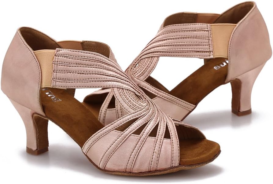 YYTingBallroom Dance Shoes Women Latin Salsa Practice Dancer Shoes 2.5'' Heels YT02
