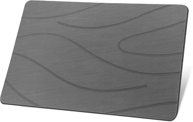 Ceecysaa 80x50cm Stone Bath Mat, Diatomaceous Earth Quick Dry Non Slip, Dark Gray