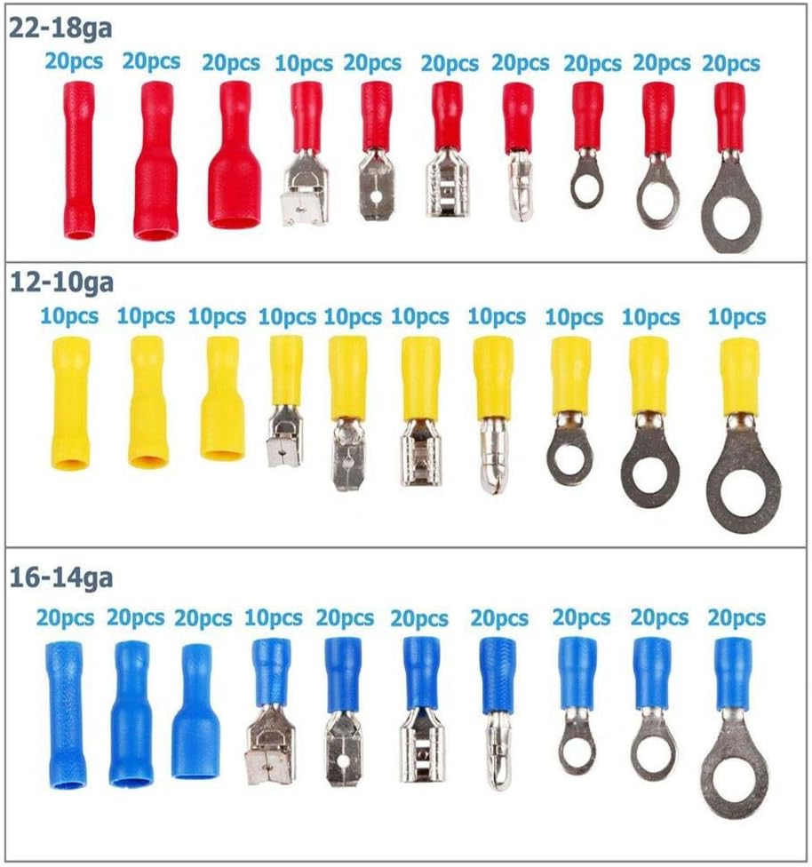 Electronix Express 78TERMKIT480 480Piece Assorted Insulated Electrical Wire Terminals Crimp Connectors Spade Set,