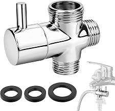 EEEKit 3-Way Shower Diverter Valve, G1/2 Inlet x G1/2 and G3/4 Outlet Brass Shower Head Splitter Chrome Hose Attachment for Bathroom Kitchen Sink Bathtub