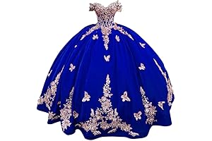 Stunning Royal Blue Quinceanera Dress with Gold Accents: YMX165