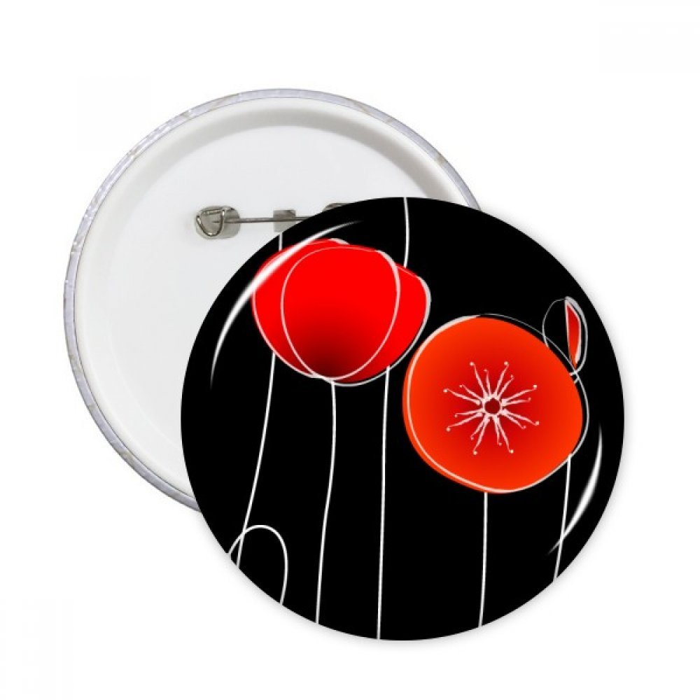 Badge bouton rond pavot rouge fleurs broche vêtement lot 5 pcs décoration art contemporain