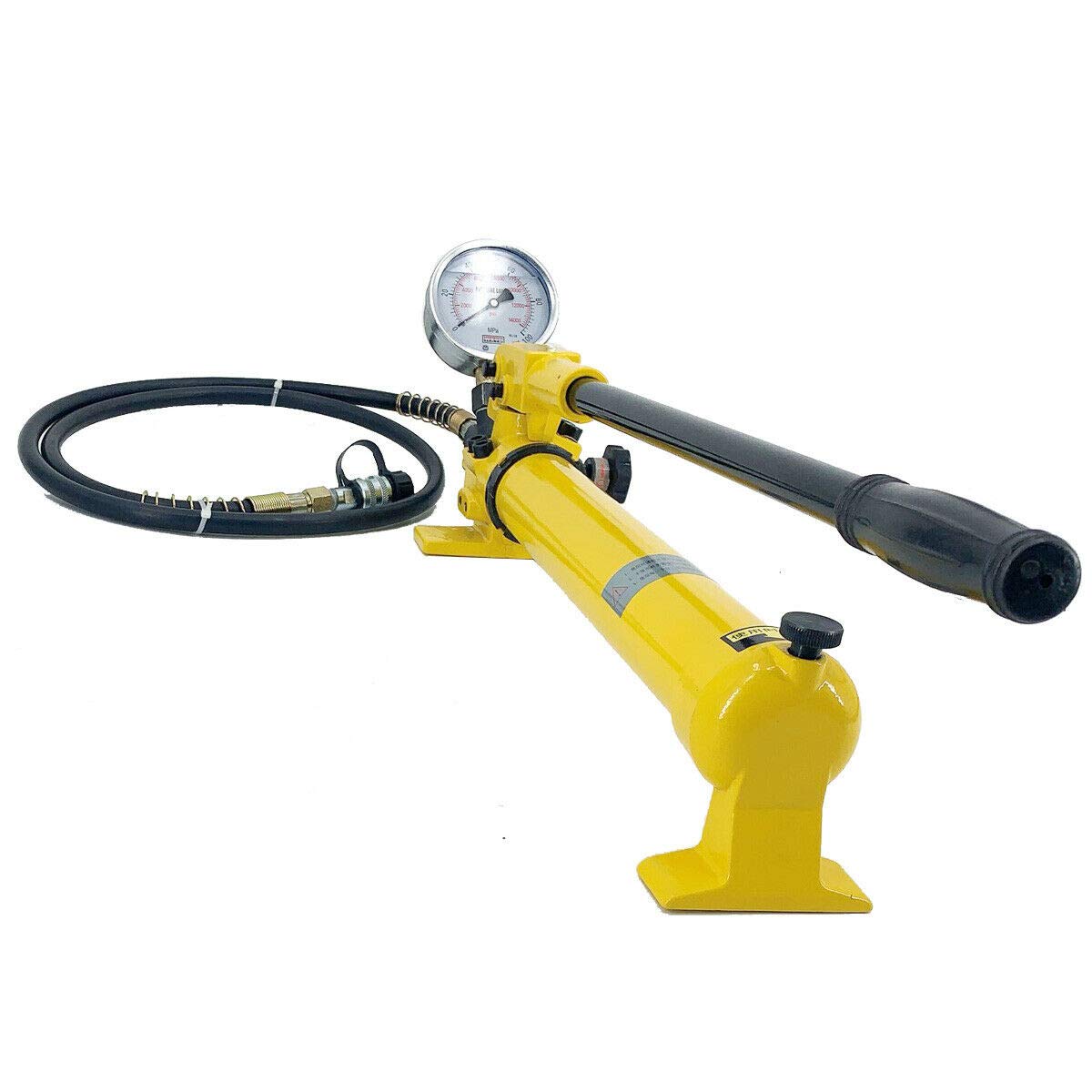 Hydraulik Handpumpe, 700bar Hydraulikpumpe mit Manometer, CP-700 900ccm Manuelle Hydraulikpumpe, 2 stufige hydraulische Druckpumpe mit Handhebel 4 Fuß Schlauch für Richtsatz Druckzylinder