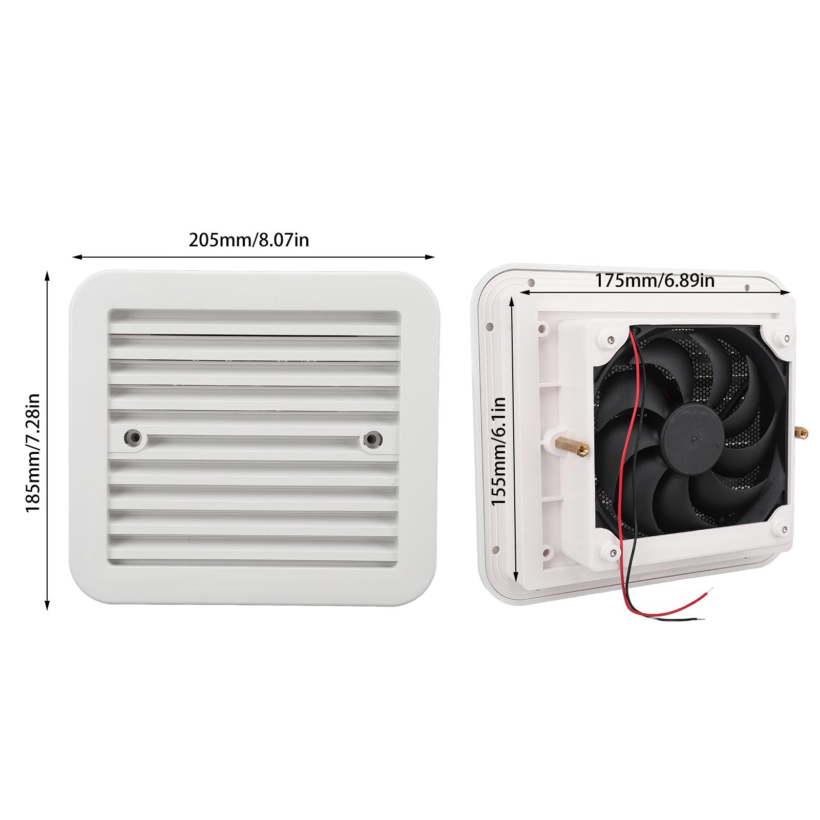 Fockety Wohnmobil Seitenlüftungsventilator, 24 V 3000 U/Min 1 Wege Starke Windseite Mount Ableitungslüfter RV Dachentlüftung mit Bildschirm, RV Seitenablüftungslüfter für