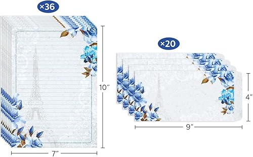 Miniatura 2 de Paper Master Juego de papel y sobres estacionarios – Juego de cartas de escritura floral con papel rayado – 36 papeles estacionarios + 20 sobres, 7