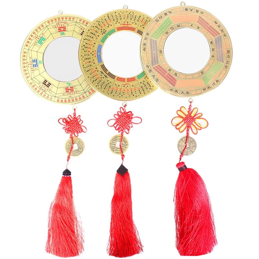 Amazon.com: QianKao 铜九宫八卦镜铜八卦凸镜风水凹镜招财镜摆件