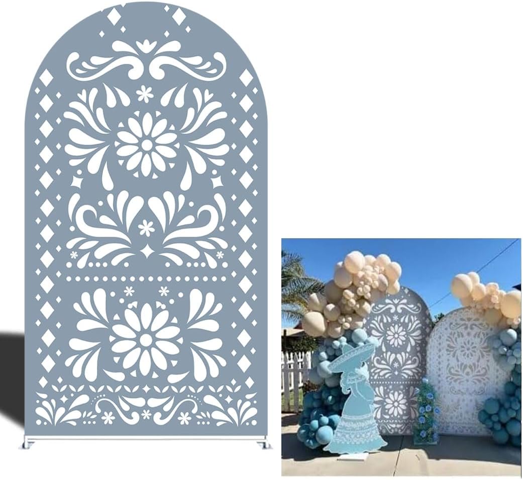 Dusty Blue Cielito Lindo Arch Backdrop Covers Mexican Theme Fiesta Wedding Parties Decoration Baptismx Baby Shower Birthday Party Supplies(Stand is not Included) (4x7ft(125x220cm),G-4038)