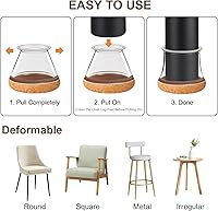 Vista 4 de 20 protectores de suelo para patas de silla para suelos de madera dura, deslizadores de muebles de goma transparente con fieltro, fundas de silicona